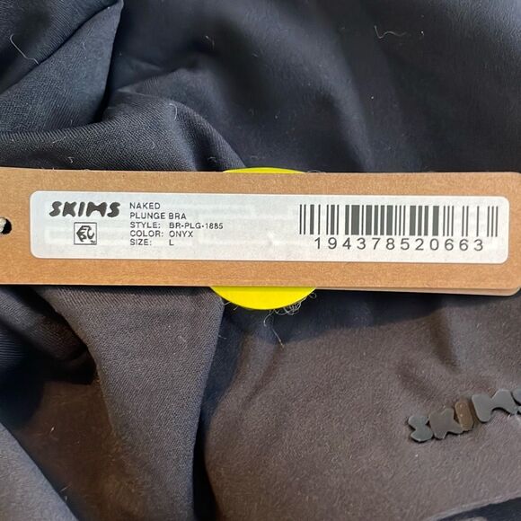 Skims Naked Plunge Bralette Onyx Black Stretch Knit L - Picture 6 of 9